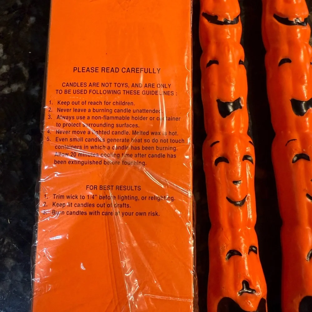 Halloween Pumpkin Candles Vintage 10” Tapers Set Of 2 Regent Products Corp R‎